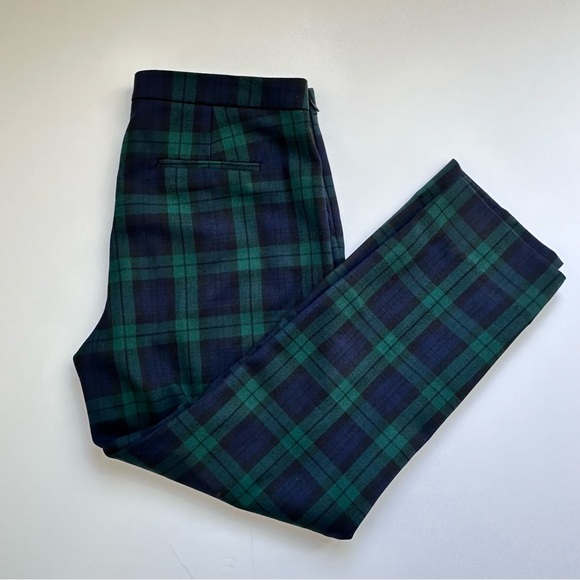 J Crew Green Tartan cropped Pants - Size 10 - Picture 1 of 5